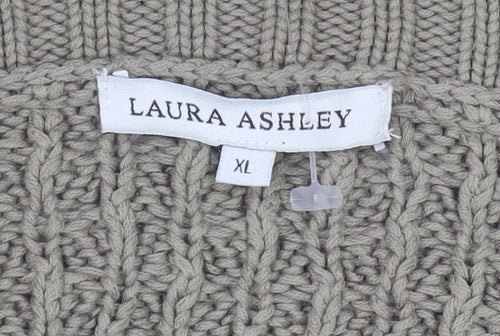 Laura Ashley Women's Beige XL Cable-Knit Cardigan