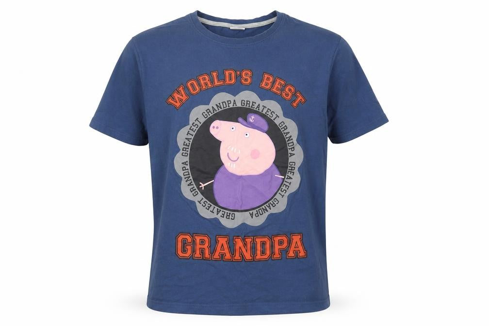 Front view of Peppa Pig Men's Blue M Funny Graphic T-Shirt