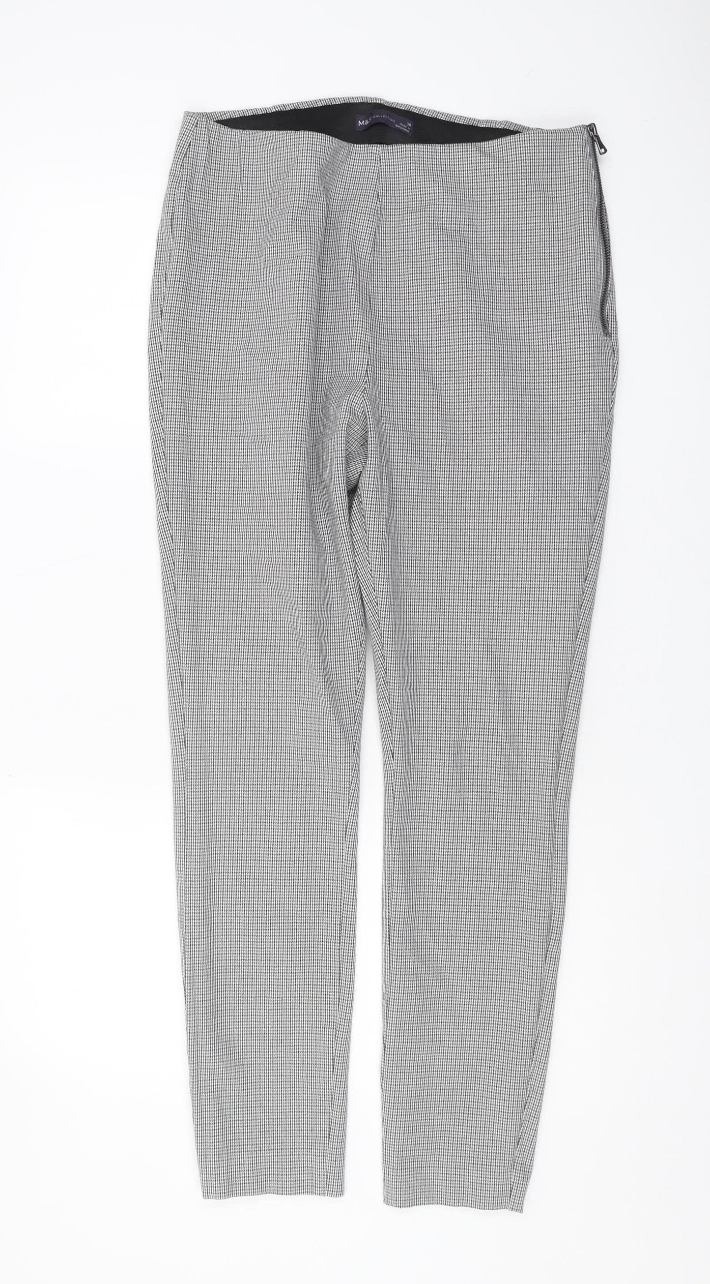 Marks and Spencer Women's Black Check Trousers Size 14