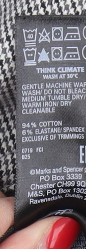 Marks and Spencer Women's Black Check Trousers Size 14