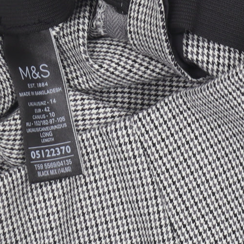Marks and Spencer Women's Black Check Trousers Size 14