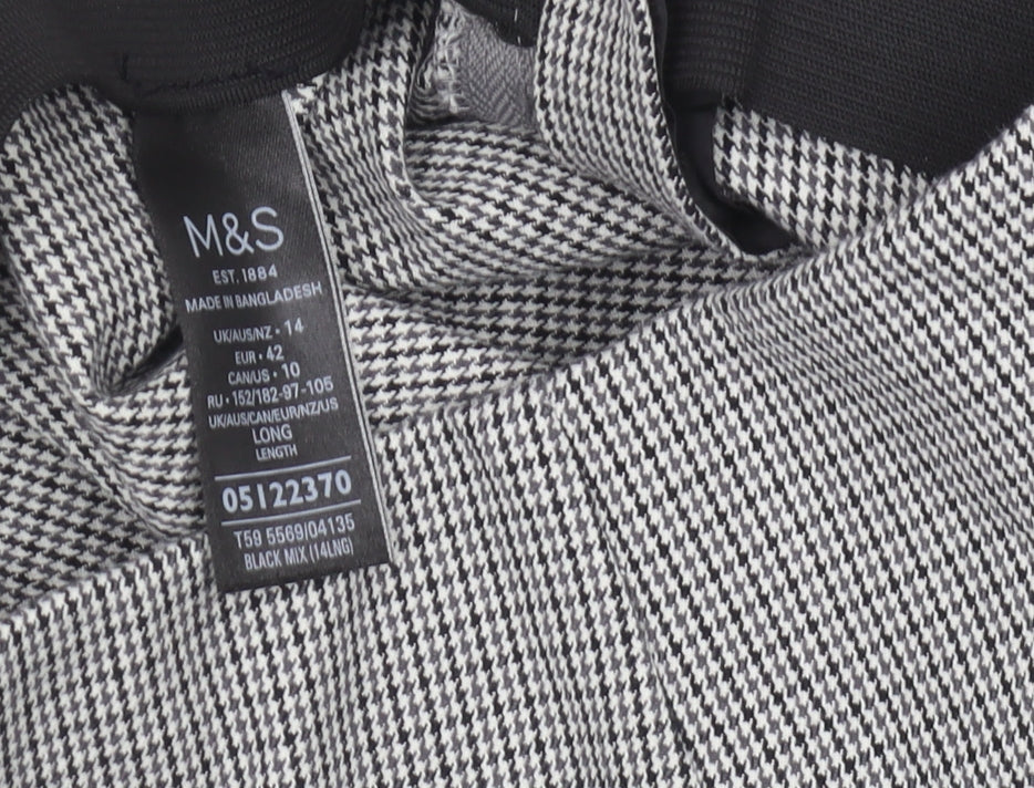 Marks and Spencer Women's Black Check Trousers Size 14
