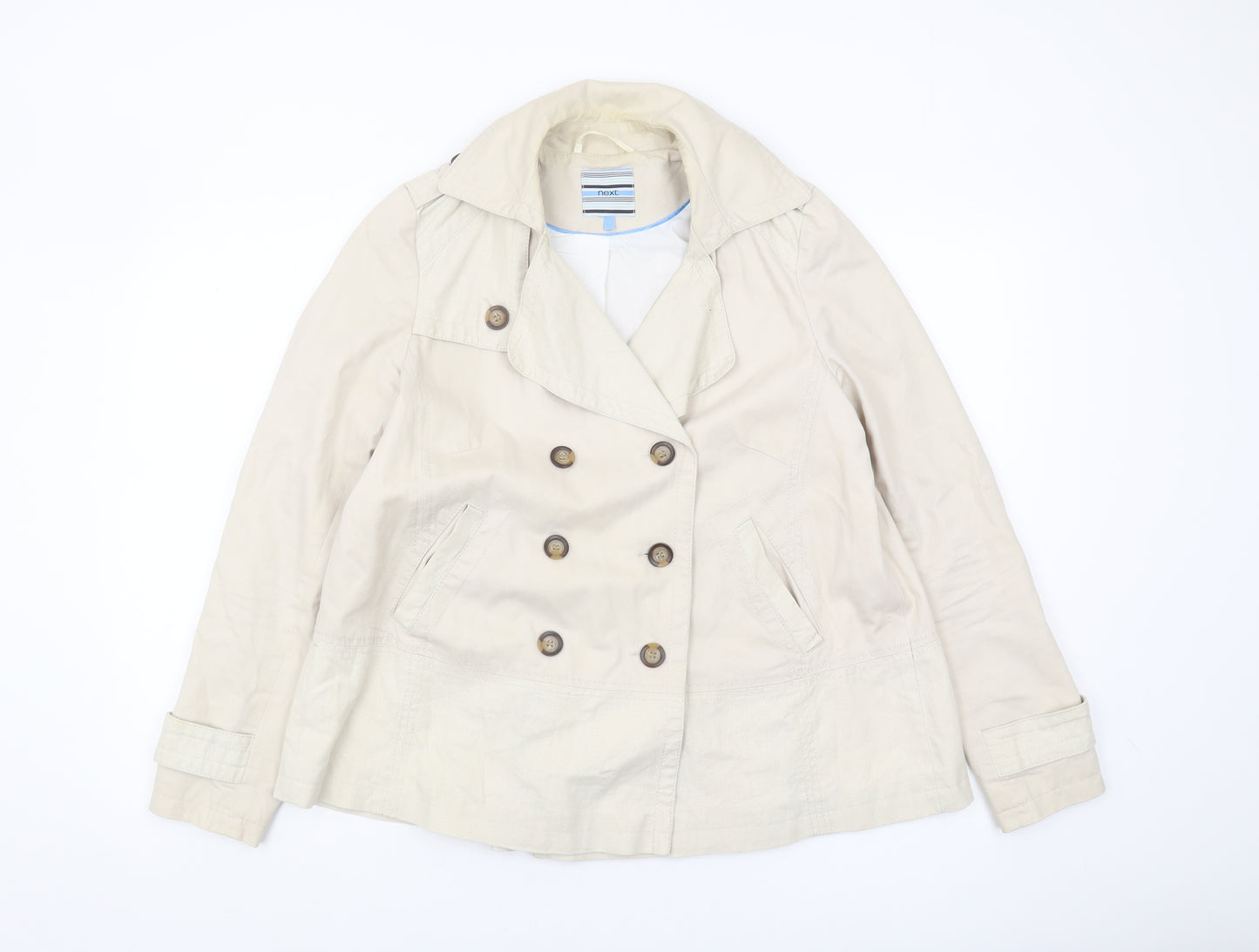 Next Women Beige Pea Coat UK Size 12 Classic
