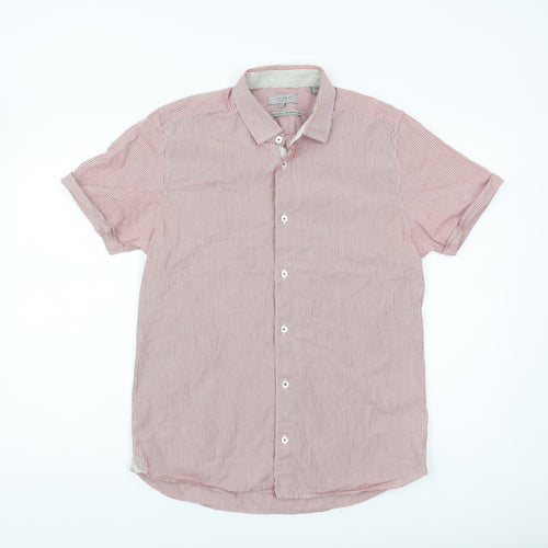 Ted Baker Men's Red Striped Shirt M - Casual Cotton Elegance