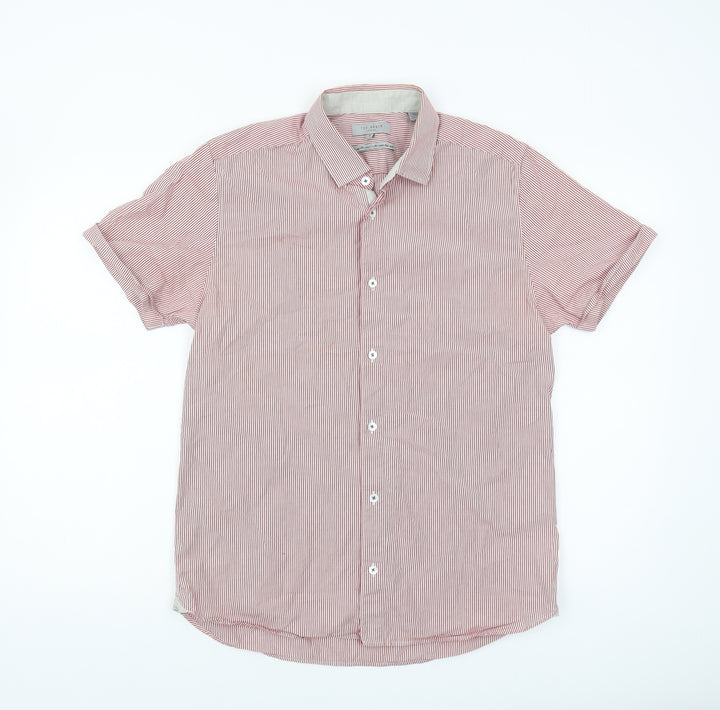 Ted Baker Men's Red Striped Shirt M - Casual Cotton Elegance