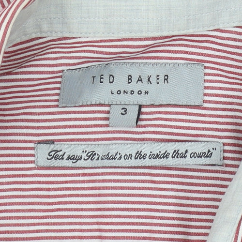 Ted Baker Men's Red Striped Shirt M - Casual Cotton Elegance
