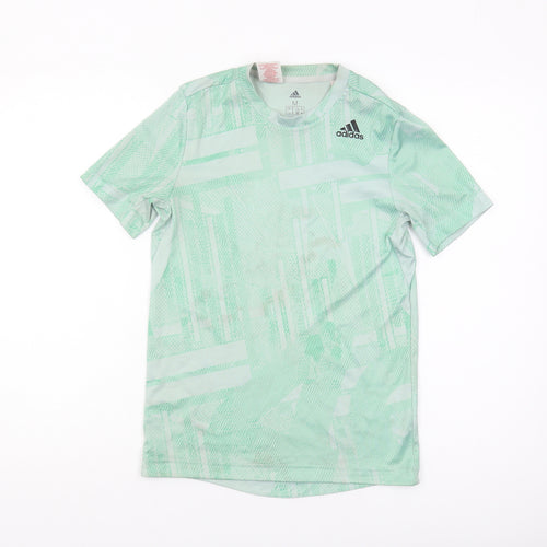 Adidas Boys Green Geometric T-Shirt - Size 11-12 Years