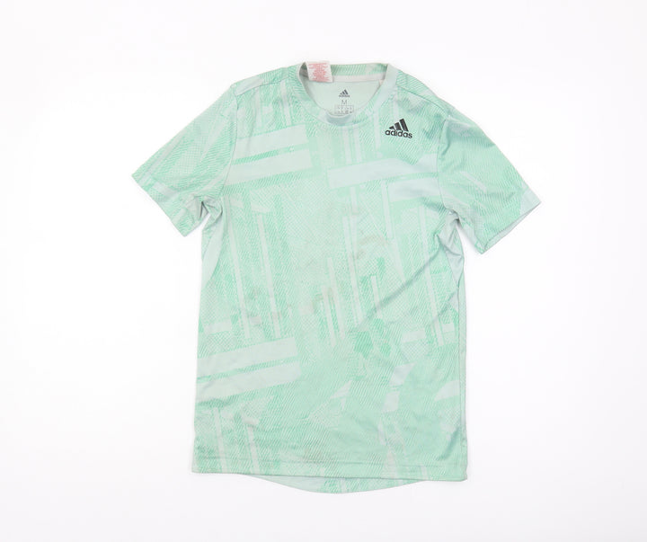 Adidas Boys Green Geometric T-Shirt - Size 11-12 Years