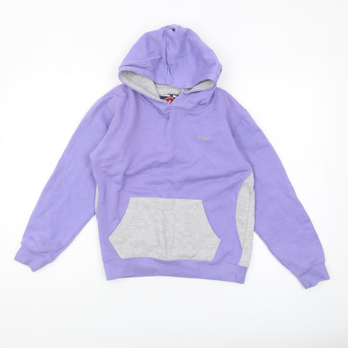 Lee Cooper Boys Purple & Grey Pullover Hoodie Size 13