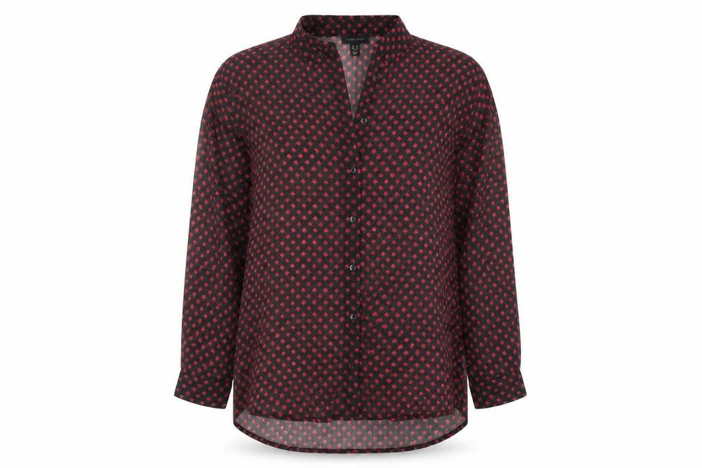 Front view of New Look Women's Black Blouse, size 12, Collared, Casual