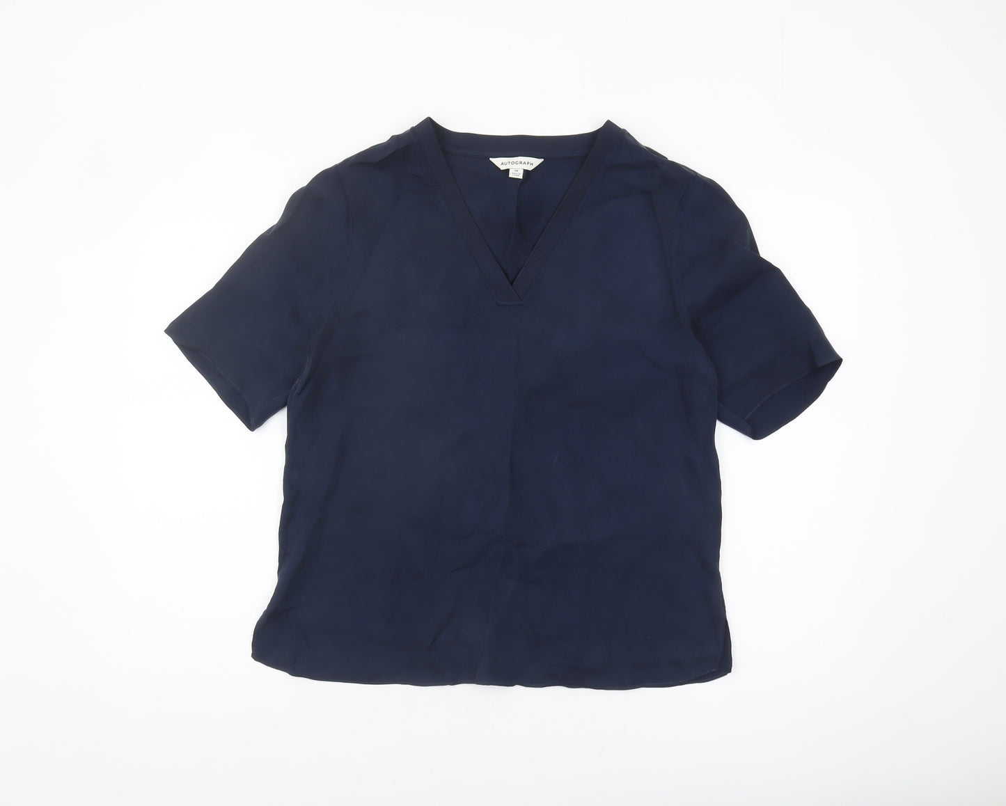 Marks and Spencer Women's Blue V-Neck Blouse Size 10