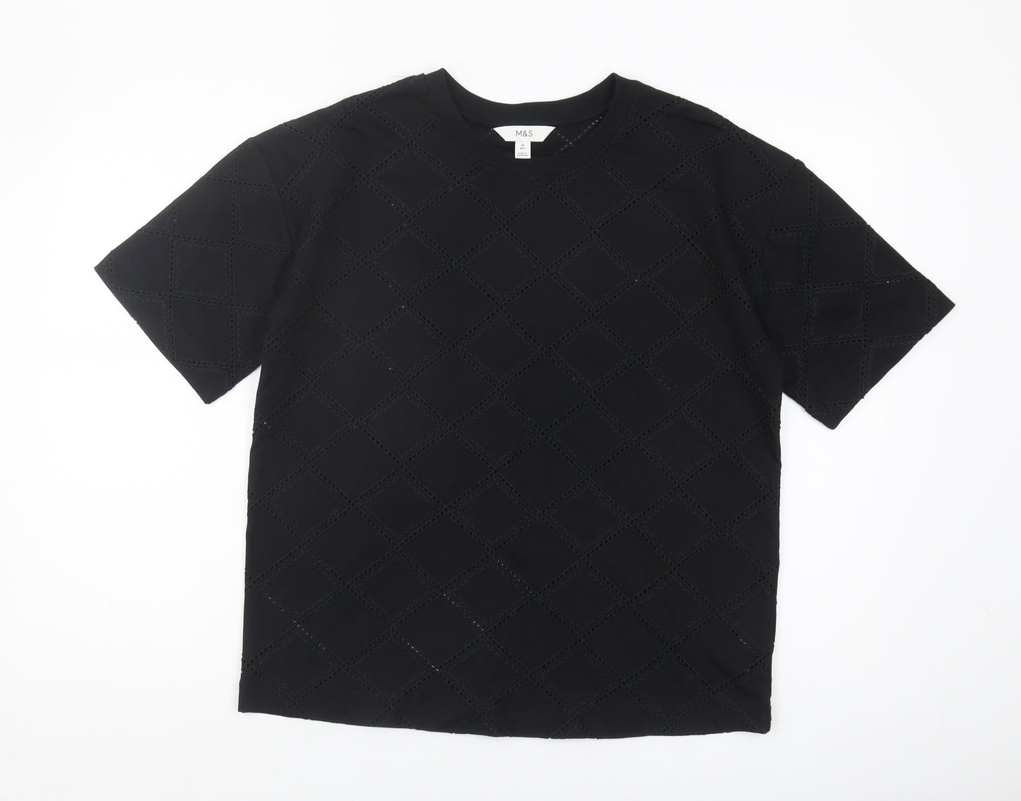 Marks and Spencer Women's Black T-Shirt Size 10