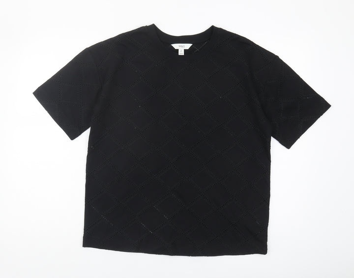 Marks and Spencer Women's Black T-Shirt Size 10