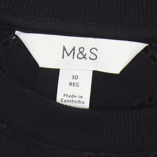 Marks and Spencer Women's Black T-Shirt Size 10