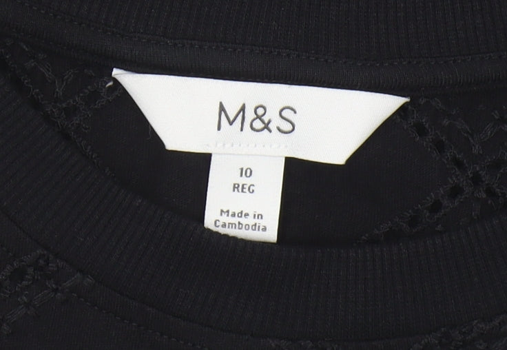 Marks and Spencer Women's Black T-Shirt Size 10