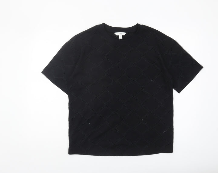 Marks and Spencer Black Geometric T-Shirt Size 10