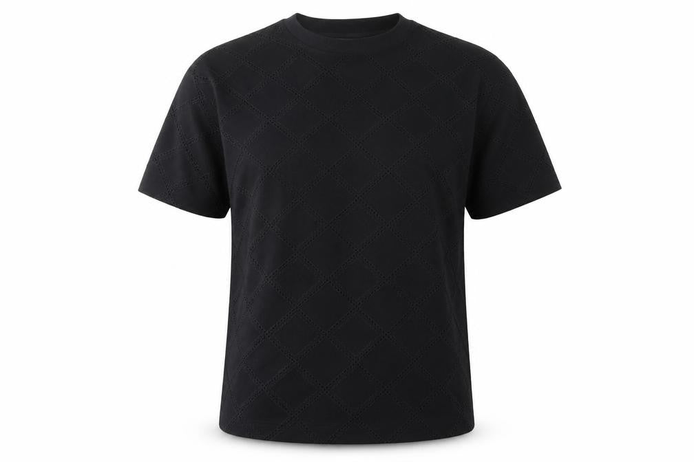 Front view of Marks & Spencer Black Geometric T-Shirt, size 10
