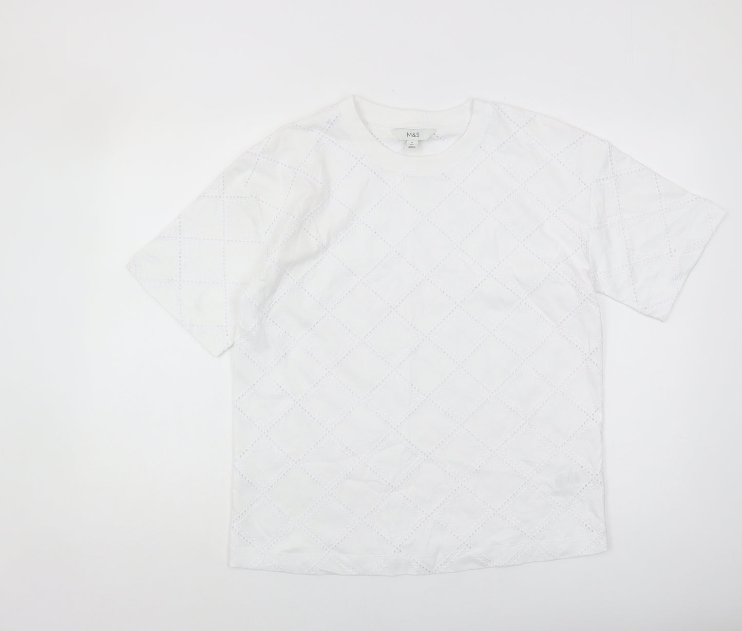 Marks and Spencer Women's White T-Shirt Size 10 Crew Neck