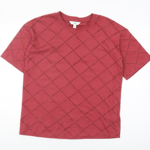 Marks and Spencer Red Argyle Women's T-Shirt Size 10