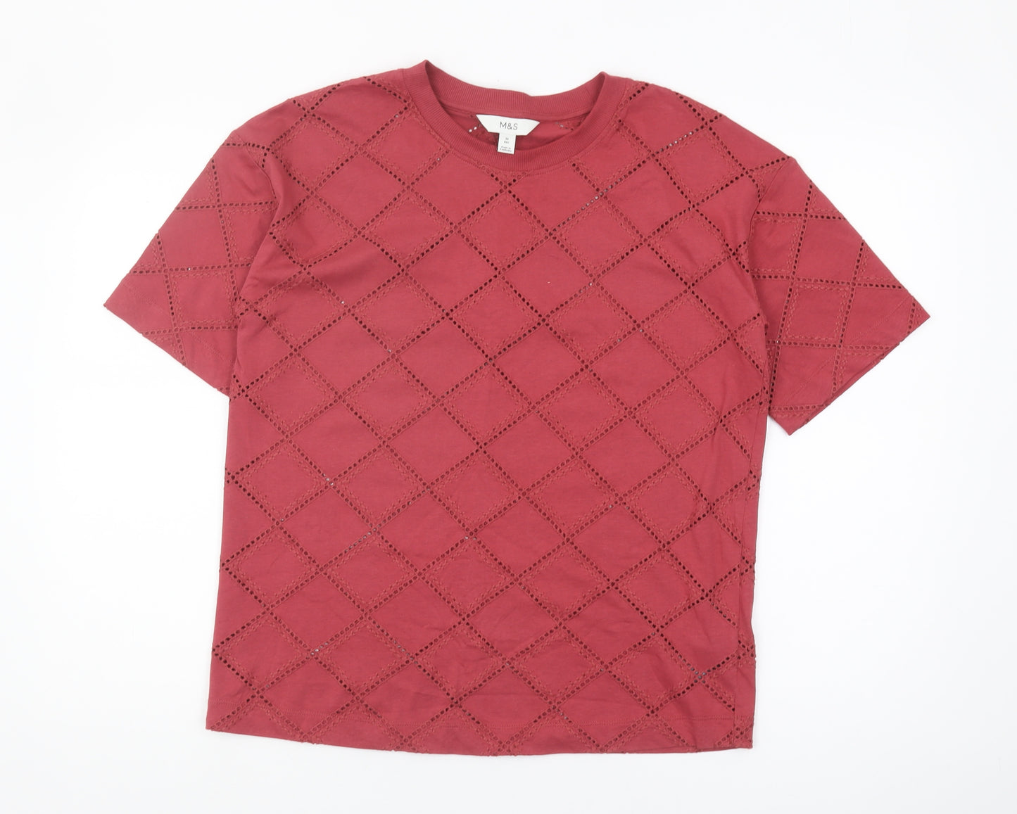 Marks and Spencer Red Argyle Women's T-Shirt Size 10