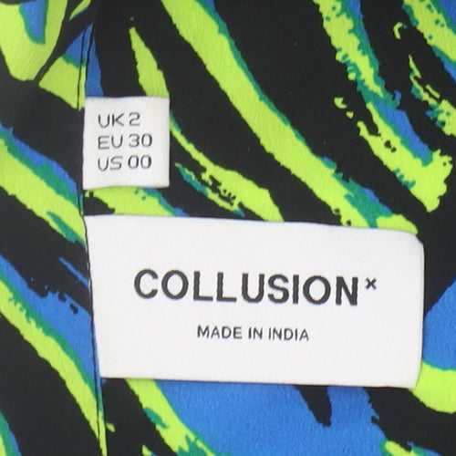 Collusion Women's Multicoloured Geometric Playsuit Size 2