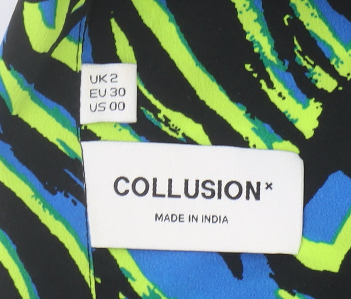 Collusion Women's Multicoloured Geometric Playsuit Size 2