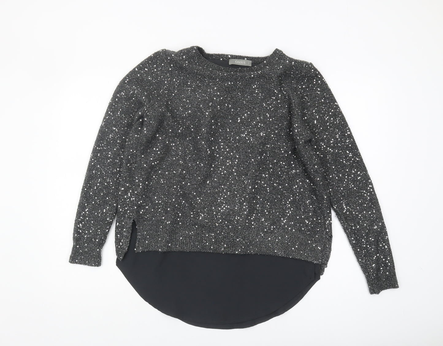 Oasis Women's Black Sequin Pullover Jumper S