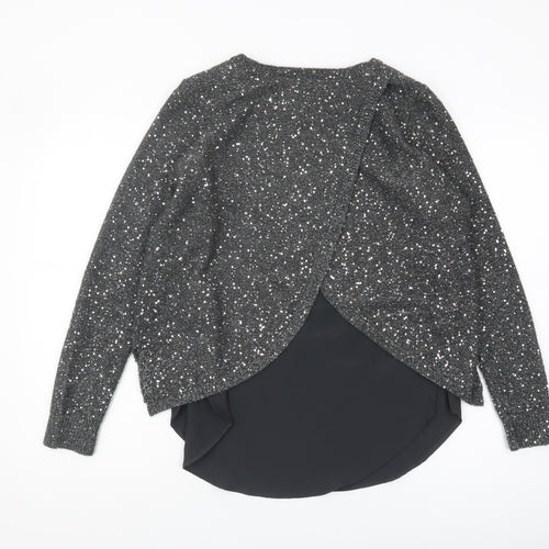 Oasis Women's Black Sequin Pullover Jumper S