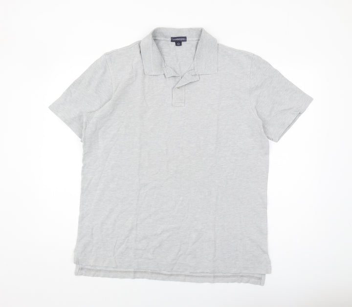 Lands' End Men's Grey Polo Shirt - Size L