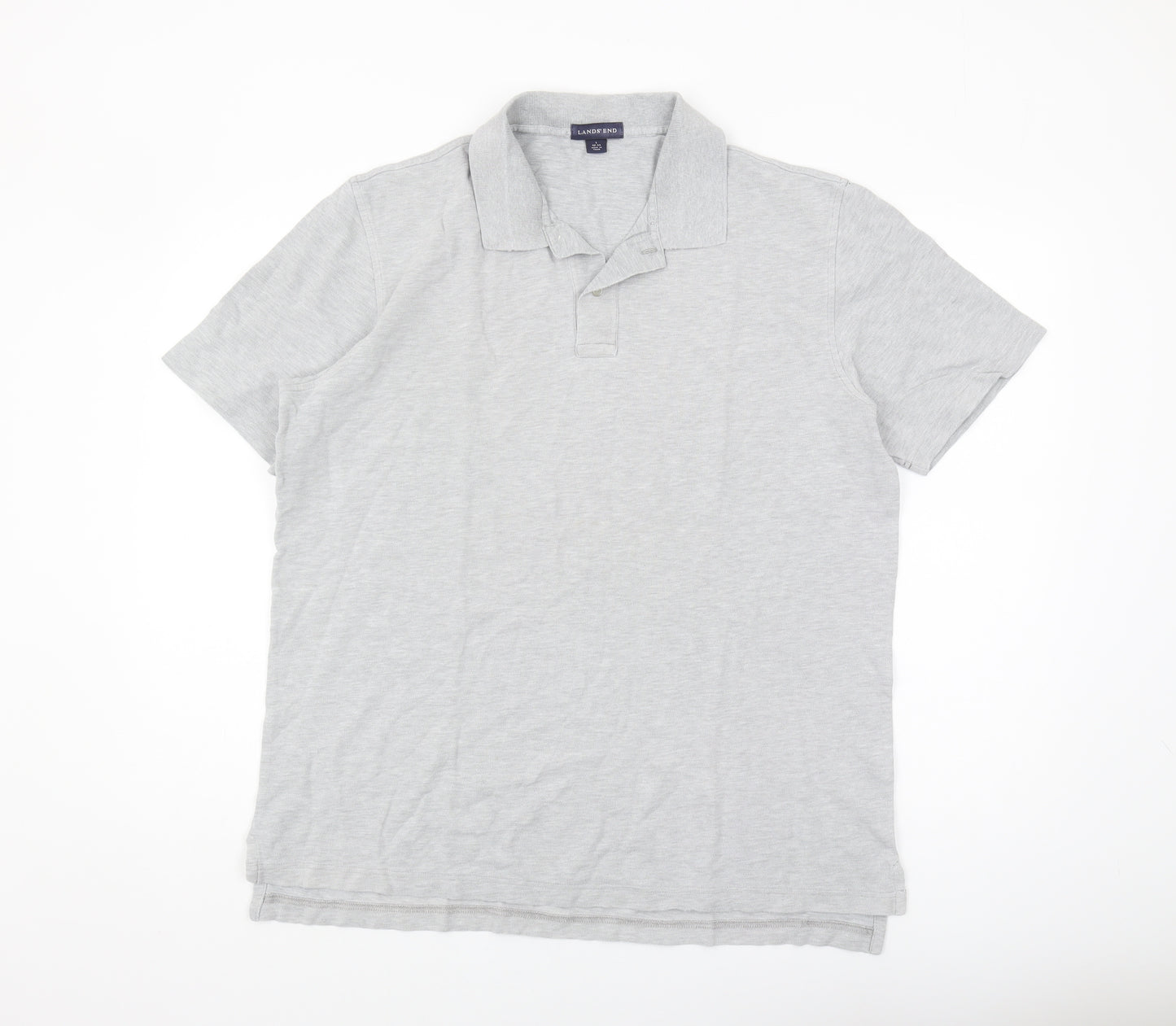 Lands' End Men's Grey Polo Shirt - Size L