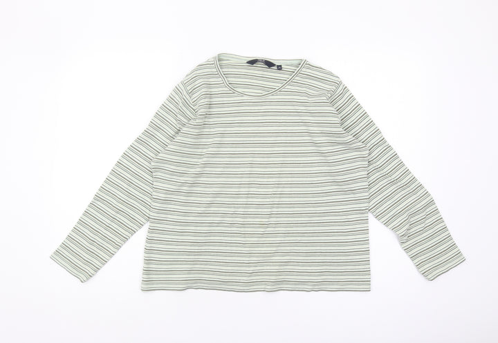 ISLE Essentials Women's Grey Striped M T-Shirt