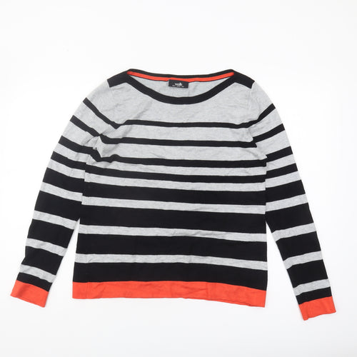 Wallis Women's Black Pullover Jumper, Size 12, Striped Design