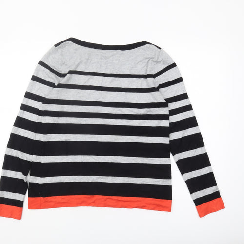 Wallis Women's Black Pullover Jumper, Size 12, Striped Design