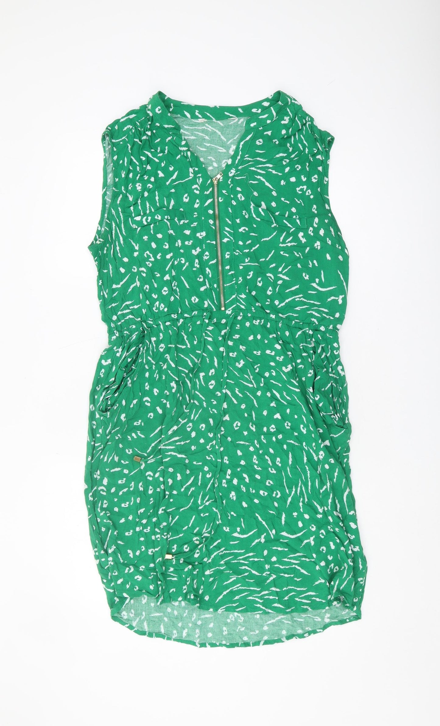 Aprico Women's Green Animal Print Shirt Dress Size 16