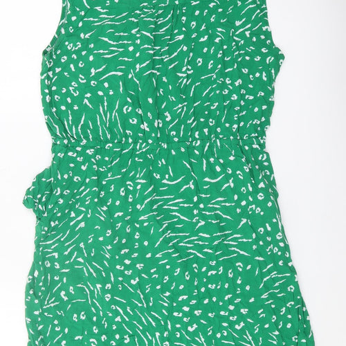 Aprico Women's Green Animal Print Shirt Dress Size 16