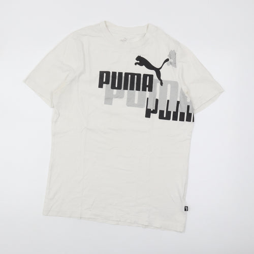 Puma Men's White Graphic Logo T-Shirt, Medium