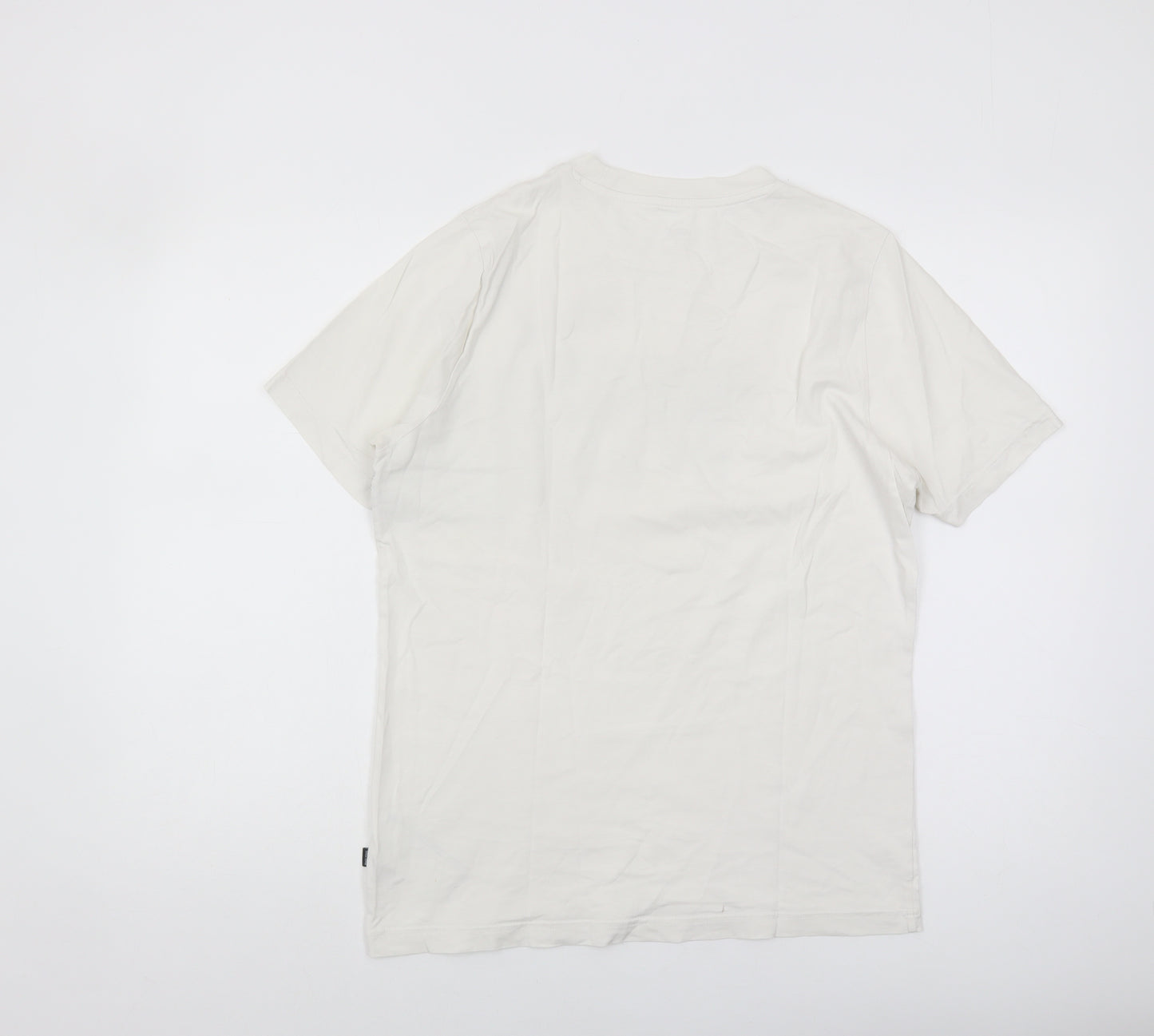 Puma Men's White Graphic Logo T-Shirt, Medium