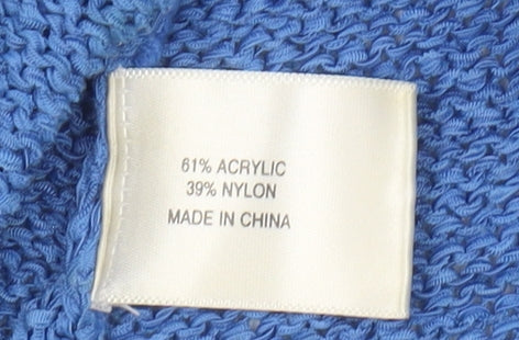 CC Women's Blue Cardigan XL Cable-Knit Round Neck