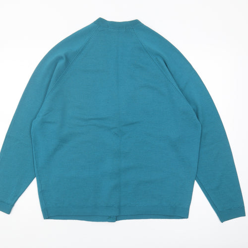 EWM Women's Blue Cardigan Large Wool Knit