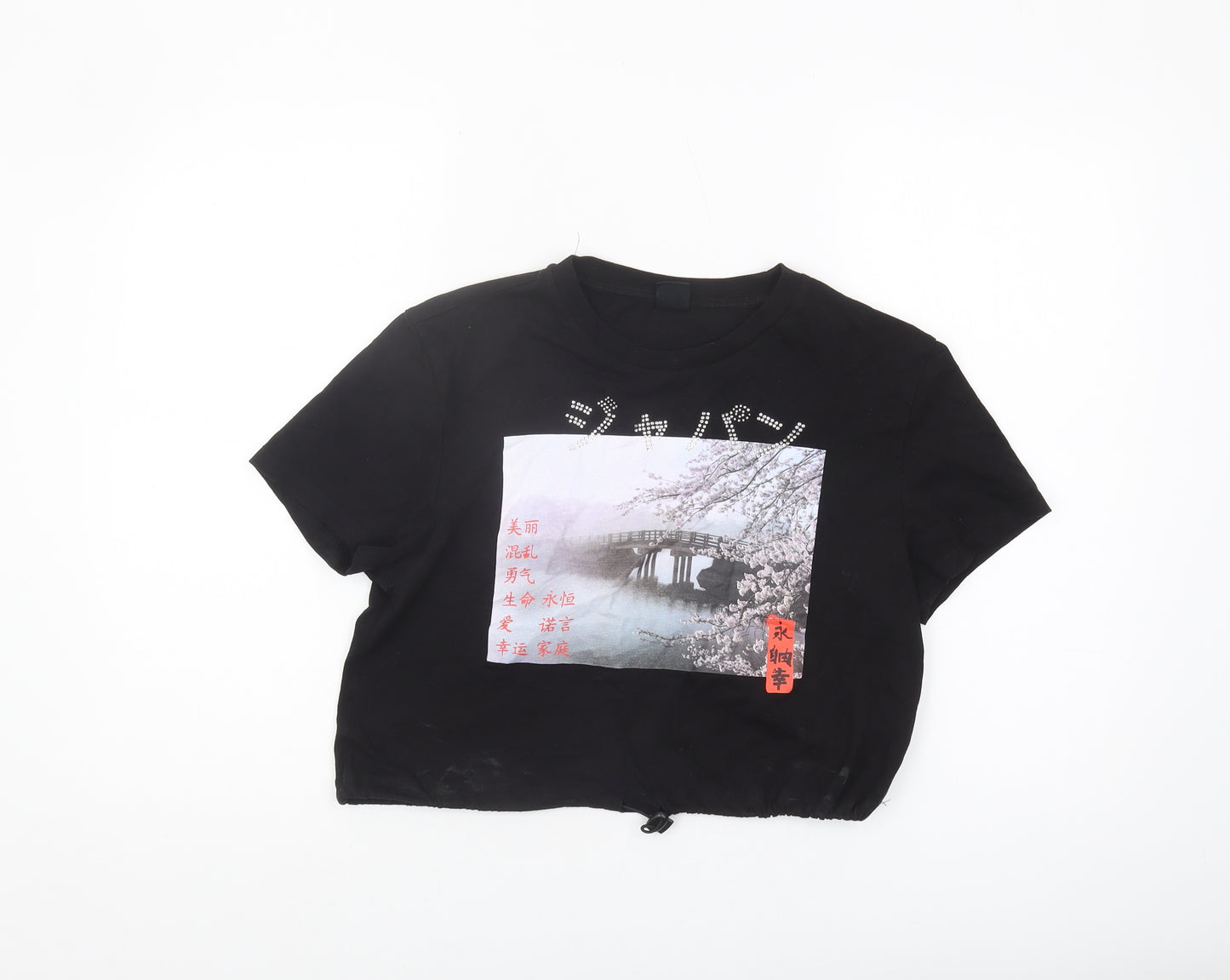 Urban Outfitters Women's Black Cropped T-Shirt M