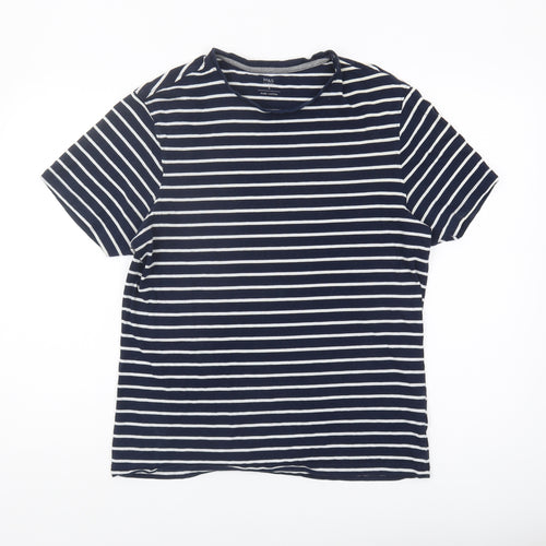Marks and Spencer Men's Blue Striped T-Shirt, Size S
