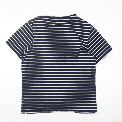 Marks and Spencer Men's Blue Striped T-Shirt, Size S