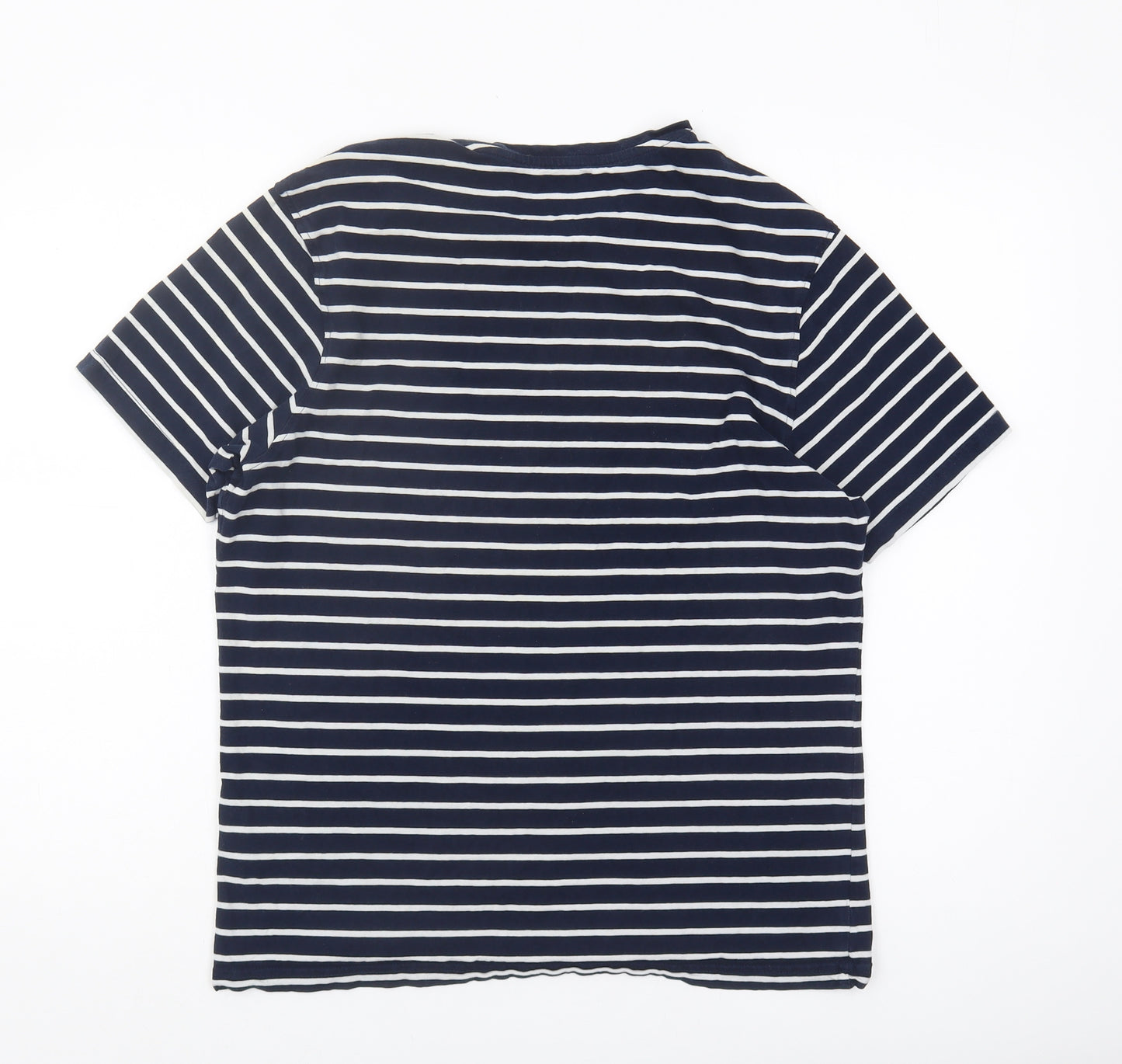 Marks and Spencer Men's Blue Striped T-Shirt, Size S