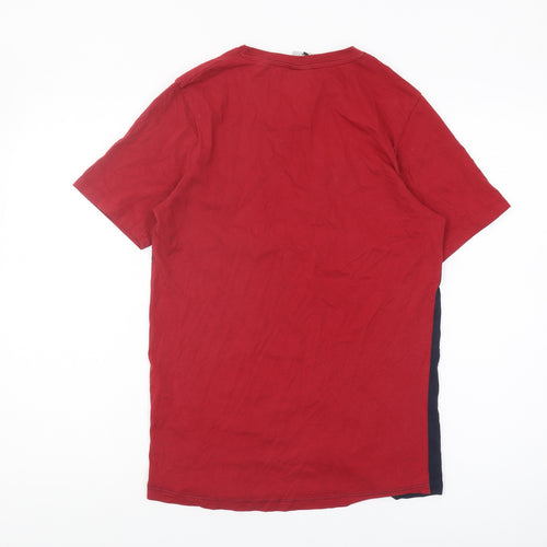 Jack & Jones Men's Red Blue Colourblock T-Shirt, Size S