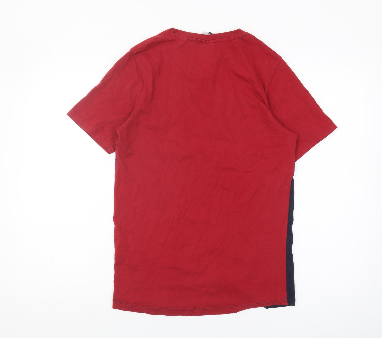 Jack & Jones Men's Red Blue Colourblock T-Shirt, Size S