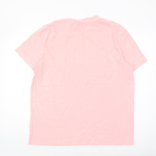 AllSaints Men's Pink Crew Neck Oversized T-Shirt Medium