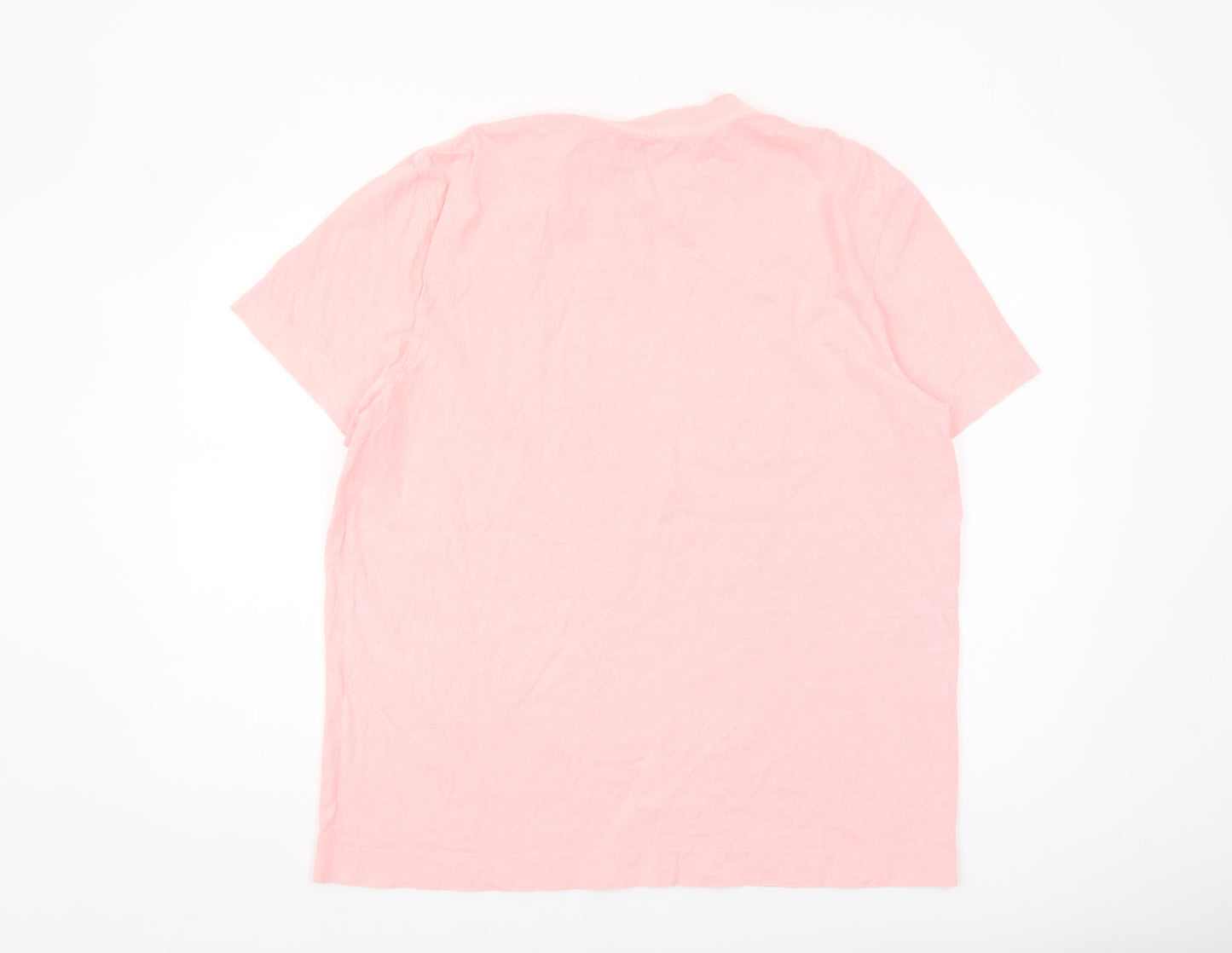 AllSaints Men's Pink Crew Neck Oversized T-Shirt Medium