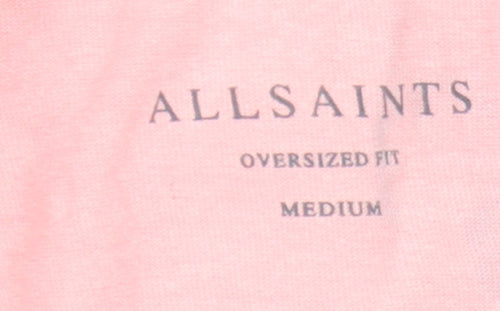 AllSaints Men's Pink Crew Neck Oversized T-Shirt Medium