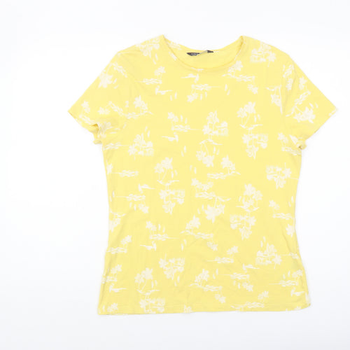 Marks and Spencer Women's Yellow Floral T-Shirt, Size 14