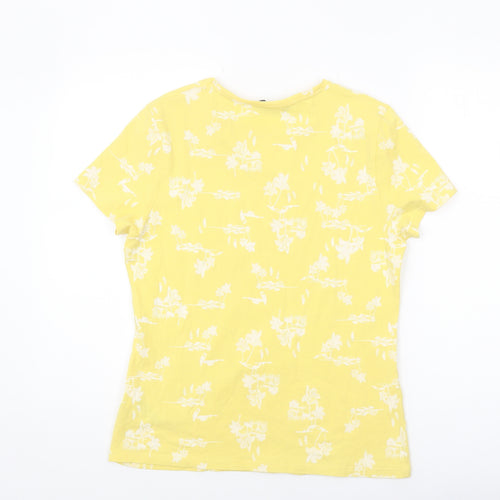 Marks and Spencer Women's Yellow Floral T-Shirt, Size 14